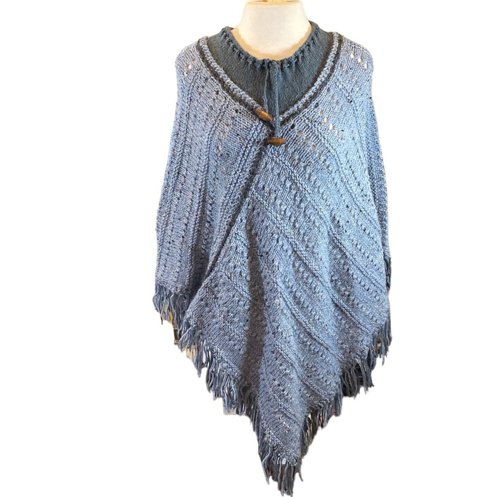 Handknit  Mohair Blend Poncho
